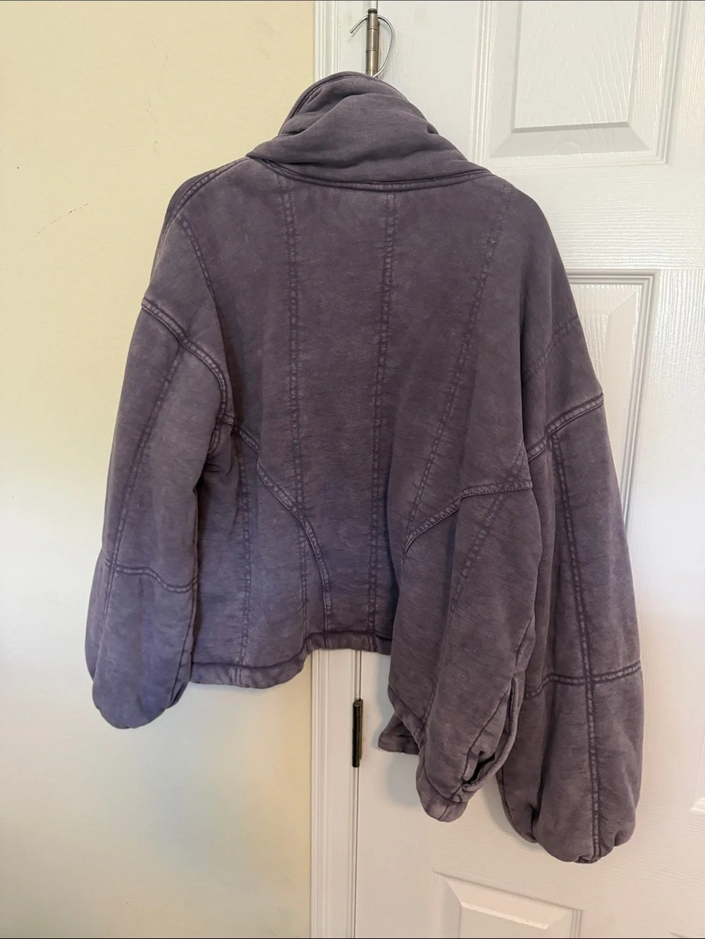 Forever 21 Plush Shawl-Collar Teddy Jacket in Dusty Purple